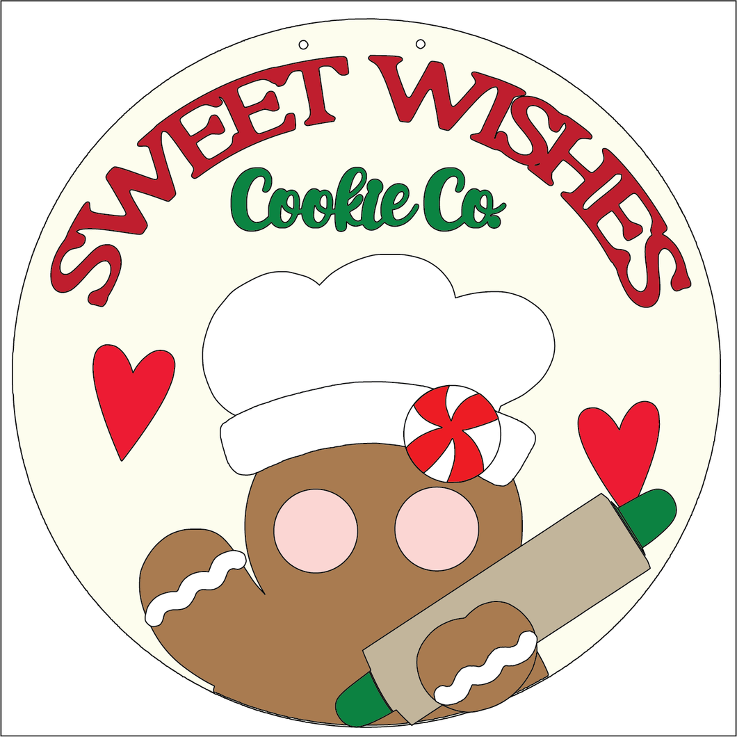 NO772 - MDF Round Sweet Cookies Gingerbread Hanging Plaque - Olifantjie - Wooden - MDF - Lasercut - Blank - Craft - Kit - Mixed Media - UK