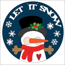 NO775 - MDF Round Let it Snow Snowman Hanging Plaque - Olifantjie - Wooden - MDF - Lasercut - Blank - Craft - Kit - Mixed Media - UK
