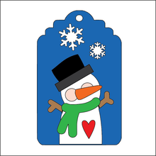 NO783 - MDF 2 Sizes Christmas Hanging Bauble - Snowman Tag Style 2 - Olifantjie - Wooden - MDF - Lasercut - Blank - Craft - Kit - Mixed Media - UK