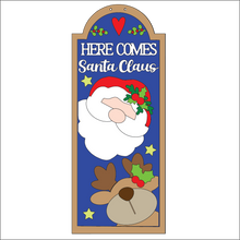 NO797 - MDF Here Comes Santa Claus Hanging Plaque - Olifantjie - Wooden - MDF - Lasercut - Blank - Craft - Kit - Mixed Media - UK