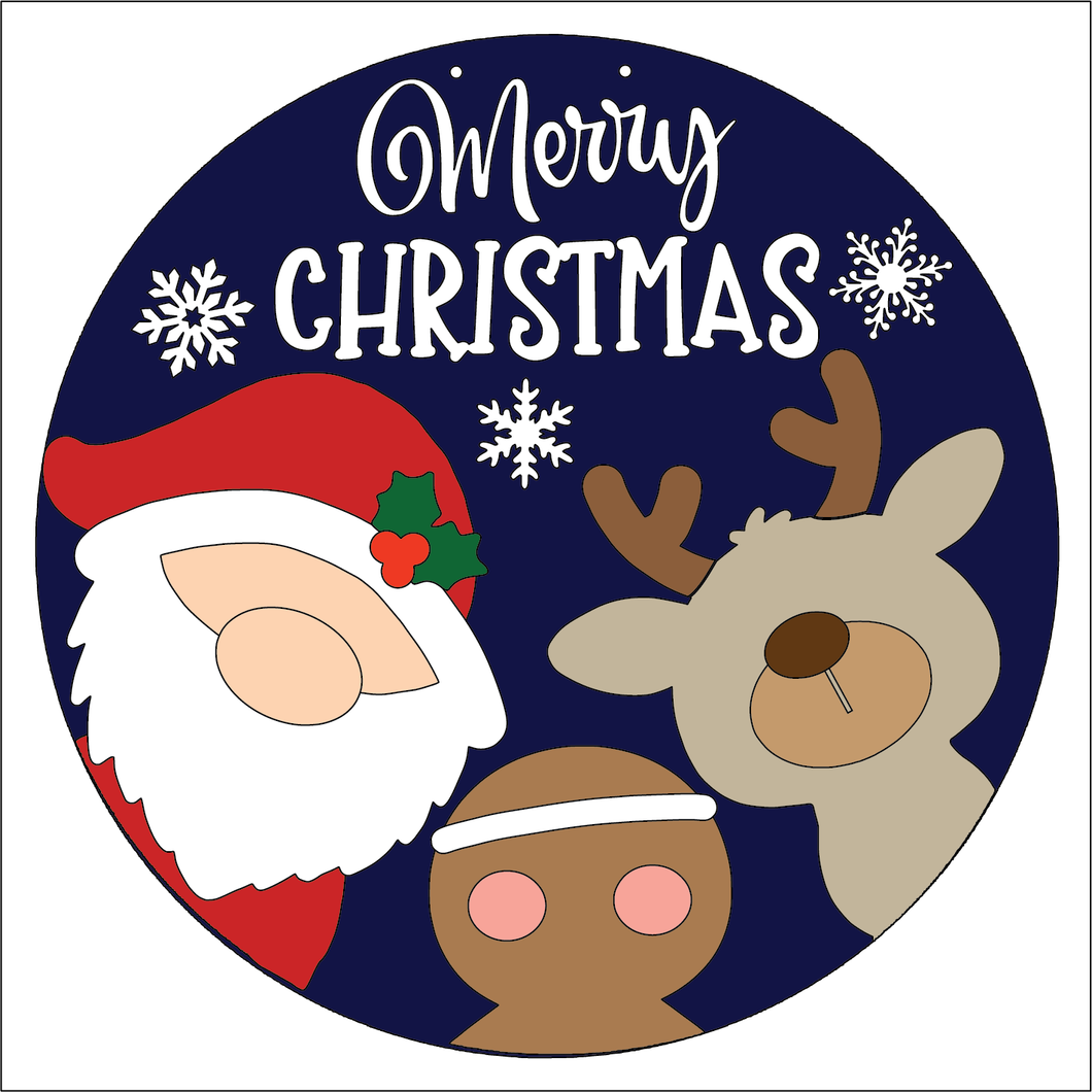 NO803 - MDF Merry Christmas Characters Hanging Plaque - Olifantjie - Wooden - MDF - Lasercut - Blank - Craft - Kit - Mixed Media - UK