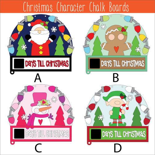 NO807 - MDF Christmas Character Chalkboard Collection - choose one
