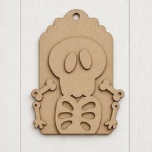 NO925 - MDF Skeleton Halloween Tag Bauble Ornament
