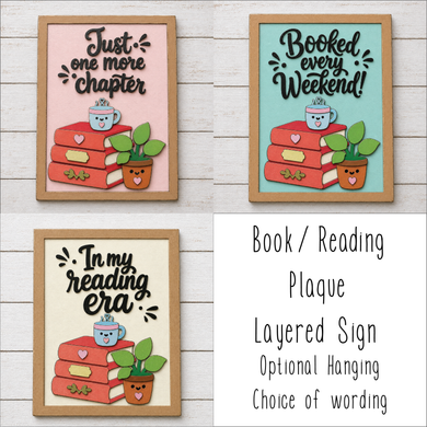 OL6162 - MDF Layered Book / Reading Quote Book Stack Plaque