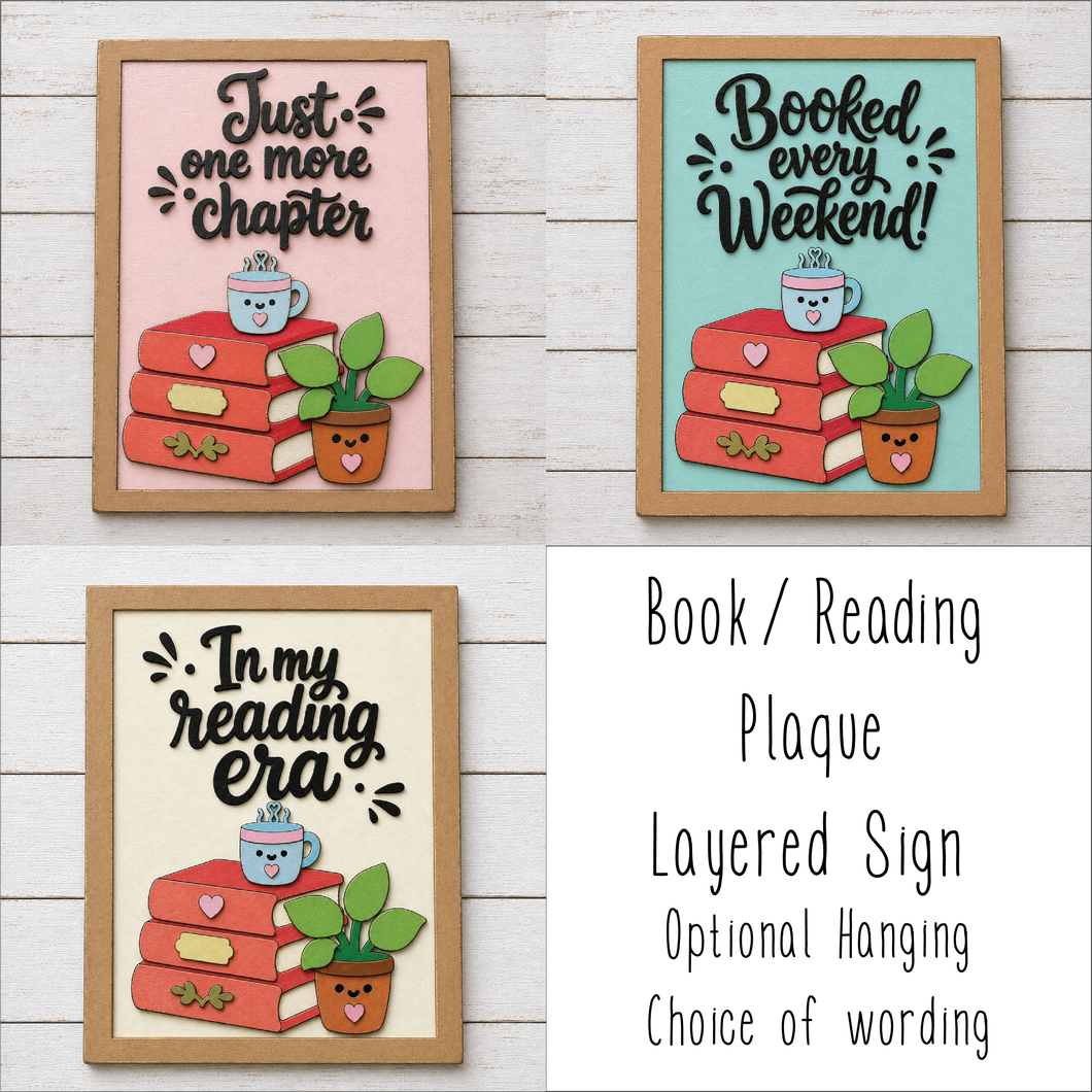OL6162 - MDF Layered Book / Reading Quote Book Stack Plaque