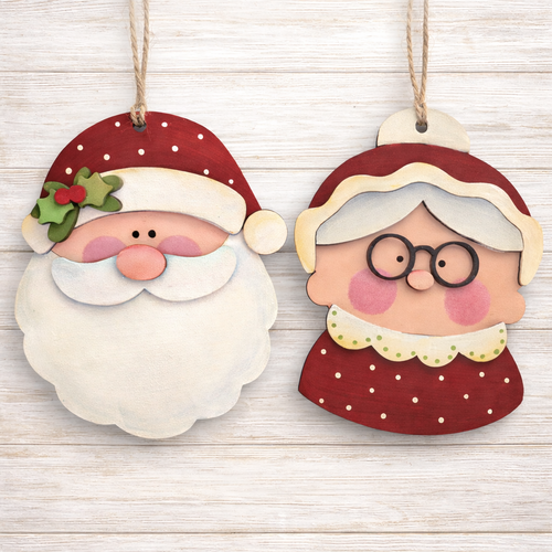 NO824 - MDF Mr & Mrs Claus hanging Christmas decoration - 2 sizes - pick one