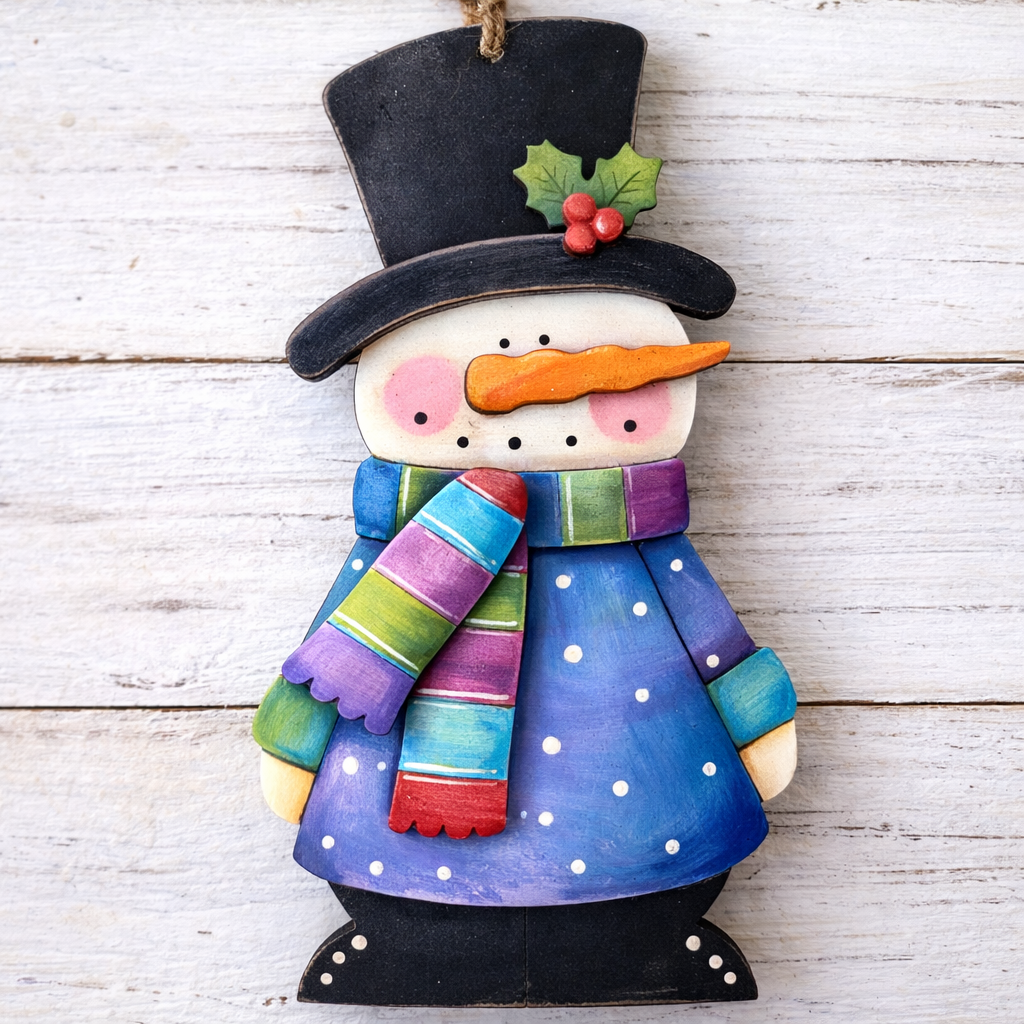 NO822 - MDF Jumper Snowman hanging Christmas decoration - 2 sizes
