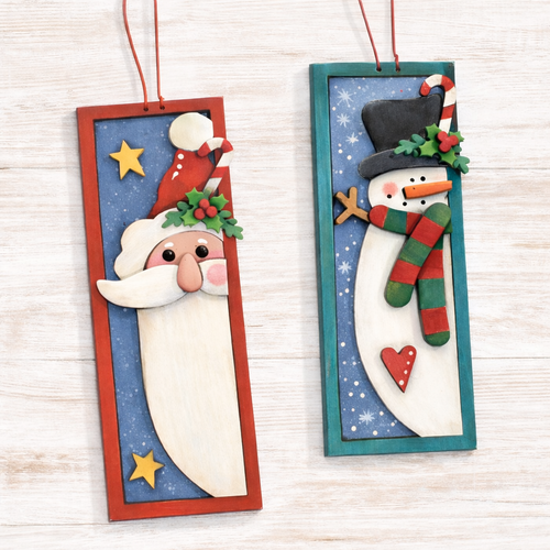 NO812 - MDF Santa or Snowman rectangle hanging Christmas decoration - 2 sizes