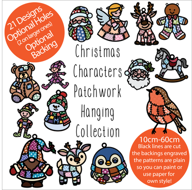 OL6110 - Wall Plaques upto 60cm (optional backing + hanging) -  Patchwork Christmas Characters Collection   - select one