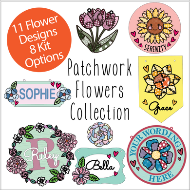 OL6095 - MDF Patchwork Floral Doodle Collection - choose one product and flower type - Olifantjie - Wooden - MDF - Lasercut - Blank - Craft - Kit - Mixed Media - UK