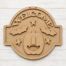 NO930 - MDF Welcome Autumn Halloween Hanging Plaque