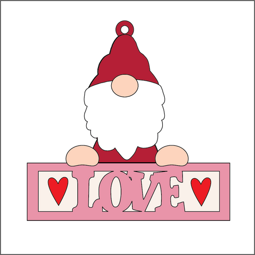 NO374 - MDF 2 Sizes Love Hanging Bauble - Gonk Gnome Love - Olifantjie - Wooden - MDF - Lasercut - Blank - Craft - Kit - Mixed Media - UK