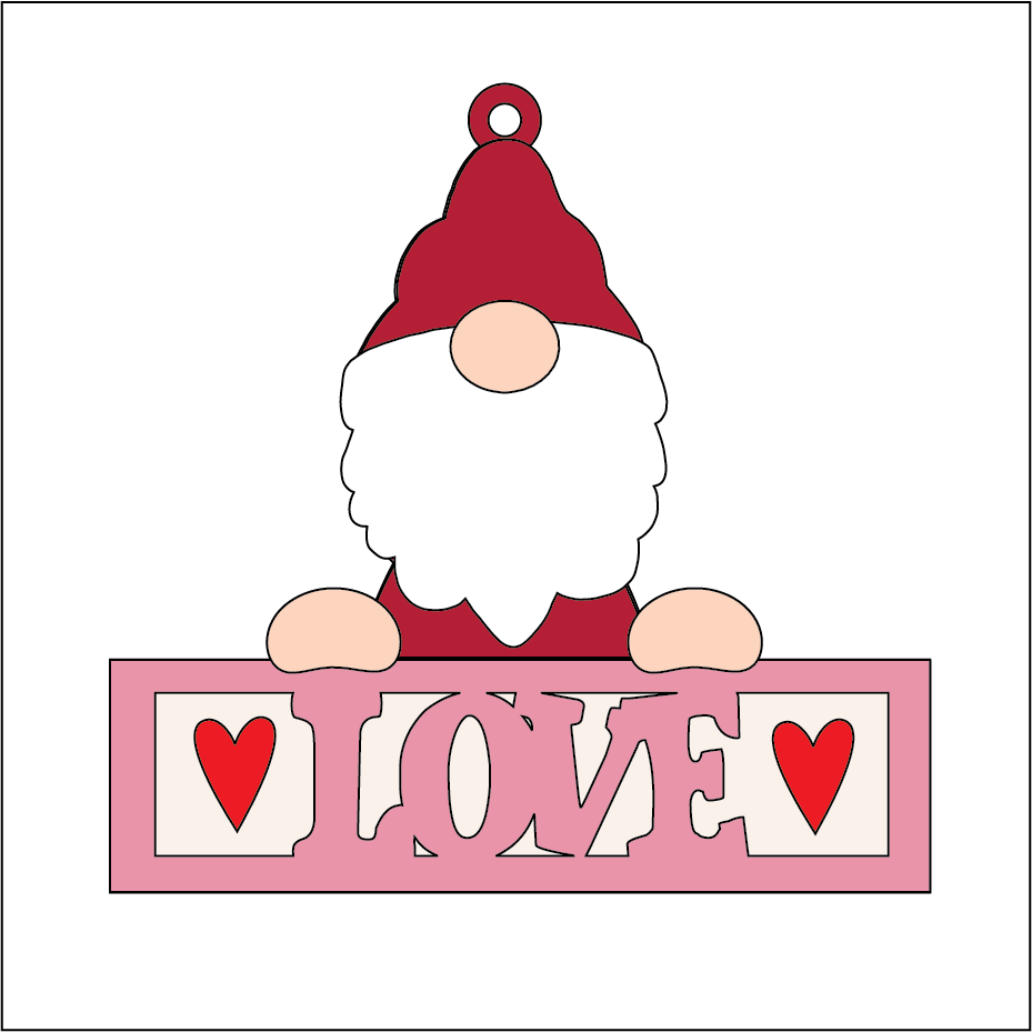 NO374 - MDF 2 Sizes Love Hanging Bauble - Gonk Gnome Love - Olifantjie - Wooden - MDF - Lasercut - Blank - Craft - Kit - Mixed Media - UK