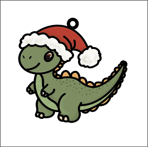 OL5546 - MDF Doodle Character Christmas Hanging Bauble - Dinosaur 4 - Olifantjie - Wooden - MDF - Lasercut - Blank - Craft - Kit - Mixed Media - UK