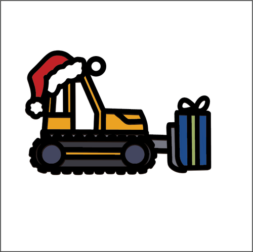 OL5549 - MDF Doodle Vehicle Christmas Hanging Bauble - Digger Excavator Bulldozer - Olifantjie - Wooden - MDF - Lasercut - Blank - Craft - Kit - Mixed Media - UK