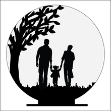 OL4941 - MDF Silhouette People Family - 3 People Themed Circle - Freestanding or Hanging/no holes - Acrylic white, or clear or MDF Circle - Olifantjie - Wooden - MDF - Lasercut - Blank - Craft - Kit - Mixed Media - UK