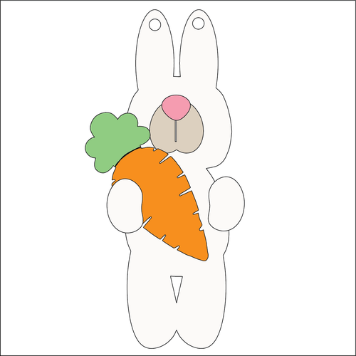 NO528 - MDF 2 Sizes Easter Bunny Hanging Bauble - Olifantjie - Wooden - MDF - Lasercut - Blank - Craft - Kit - Mixed Media - UK