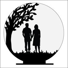 OL4940 - MDF Silhouette People Family - 2 People Themed Circle - Freestanding or Hanging/no holes - Acrylic white, or clear or MDF Circle - Olifantjie - Wooden - MDF - Lasercut - Blank - Craft - Kit - Mixed Media - UK