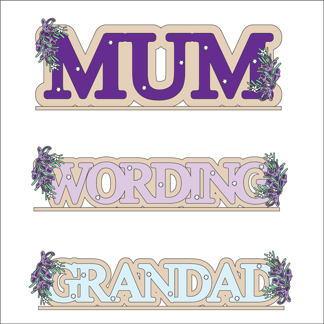 OL6116 - MDF Freestanding Personalised Name - Rosemary Themed - Olifantjie - Wooden - MDF - Lasercut - Blank - Craft - Kit - Mixed Media - UK