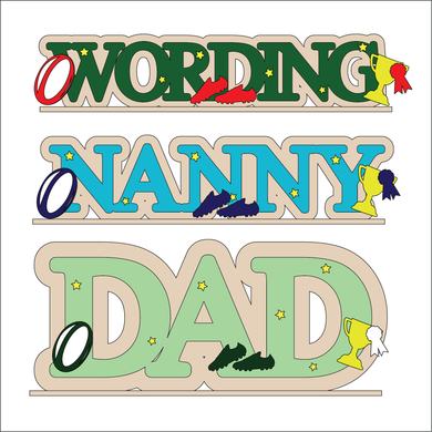 OL6120 - MDF Freestanding Personalised Name - Rugby Themed - Olifantjie