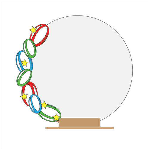 OL4859 - MDF Stacked Rugby Ball Themed Circle - Freestanding or Hanging/no holes - Acrylic white, or clear or MDF Circle - Olifantjie - Wooden - MDF - Lasercut - Blank - Craft - Kit - Mixed Media - UK