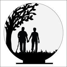 OL4940 - MDF Silhouette People Family - 2 People Themed Circle - Freestanding or Hanging/no holes - Acrylic white, or clear or MDF Circle - Olifantjie - Wooden - MDF - Lasercut - Blank - Craft - Kit - Mixed Media - UK