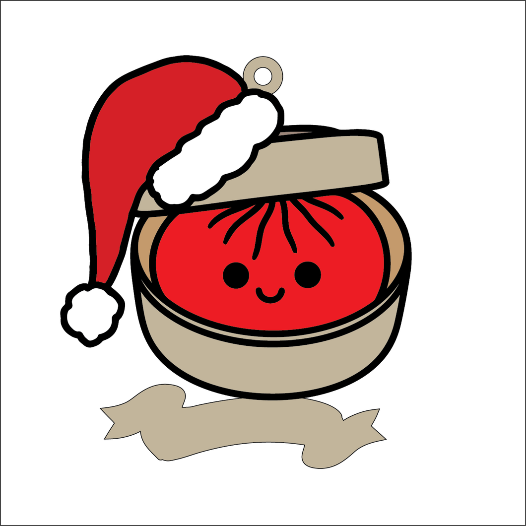 OL6164 - MDF Doodle Dumpling Character Christmas Hanging Bauble  optional banner