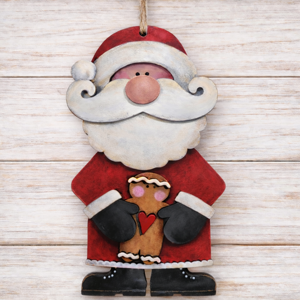 NO844 - MDF Santa Gingerbread hanging Christmas decoration - 2 sizes