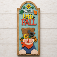 NO794 - MDF Well Hello Fall Scarecrow Hanging Plaque - Olifantjie - Wooden - MDF - Lasercut - Blank - Craft - Kit - Mixed Media - UK