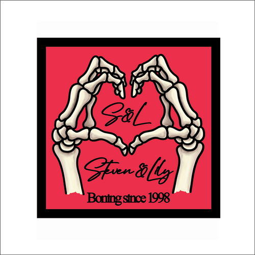 OL6111 - MDF Personalised Skeleton Heart Hands Hanging Plaque - Olifantjie - Wooden - MDF - Lasercut - Blank - Craft - Kit - Mixed Media - UK