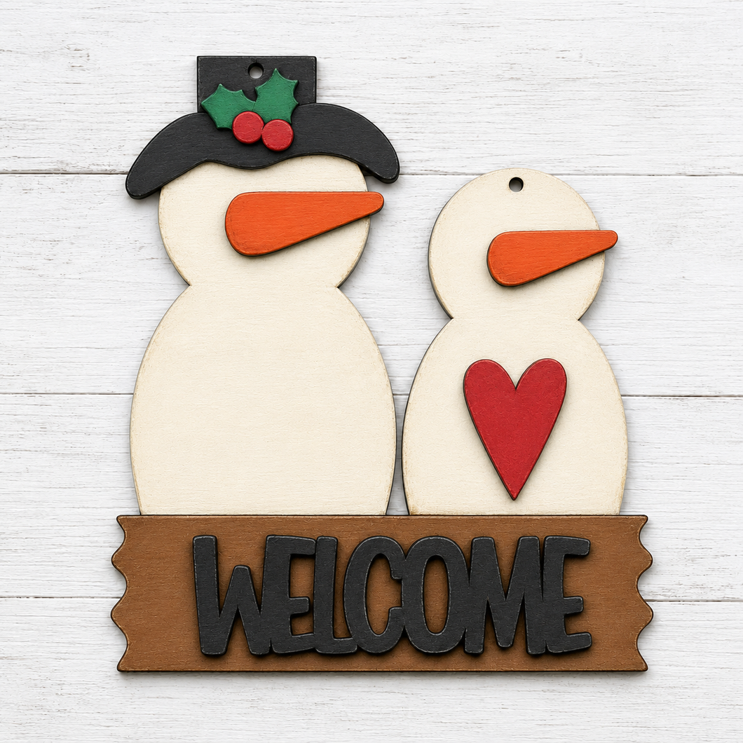 NO928 - MDF Snowman Couple Hanging Bauble - 2 sizes