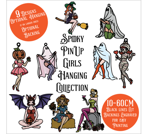 OL6154 - Wall Plaques upto 60cm (optional backing + hanging) -  Spooky Pin Up Character Collection   - select one
