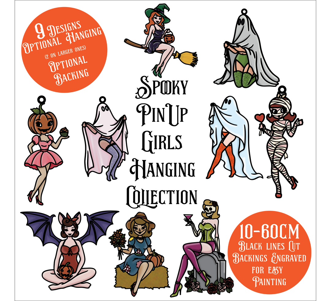 OL6154 - Wall Plaques upto 60cm (optional backing + hanging) -  Spooky Pin Up Character Collection   - select one