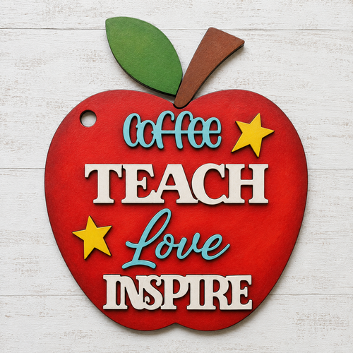 NO875 - MDF Teacher Apple - multiple sizes - Olifantjie - Wooden - MDF - Lasercut - Blank - Craft - Kit - Mixed Media - UK