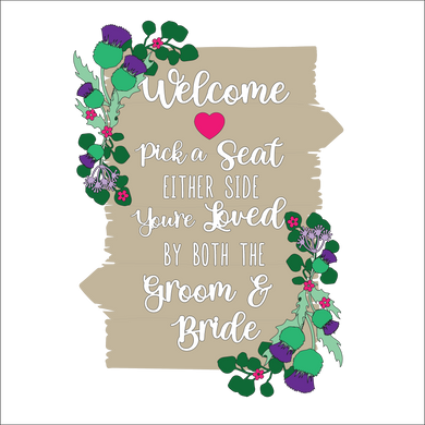 OL5099 - MDF Large Pick a Seat either side sign - Thistle Theme