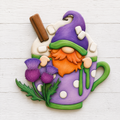 OL2194 - MDF Thistle Gonk - Decoration - optional hole - Olifantjie - Wooden - MDF - Lasercut - Blank - Craft - Kit - Mixed Media - UK