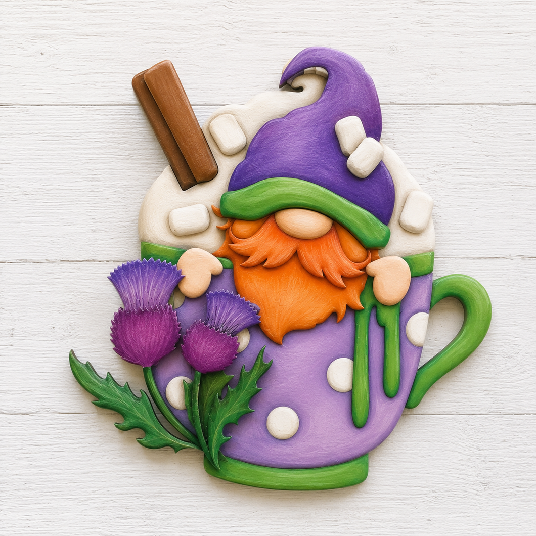 OL2194 - MDF Thistle Gonk - Decoration - optional hole - Olifantjie - Wooden - MDF - Lasercut - Blank - Craft - Kit - Mixed Media - UK