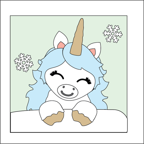 OL5330 - MDF Ladder Insert Tile - Unicorn Snow - Olifantjie - Wooden - MDF - Lasercut - Blank - Craft - Kit - Mixed Media - UK