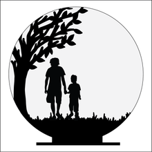 OL4940 - MDF Silhouette People Family - 2 People Themed Circle - Freestanding or Hanging/no holes - Acrylic white, or clear or MDF Circle - Olifantjie - Wooden - MDF - Lasercut - Blank - Craft - Kit - Mixed Media - UK