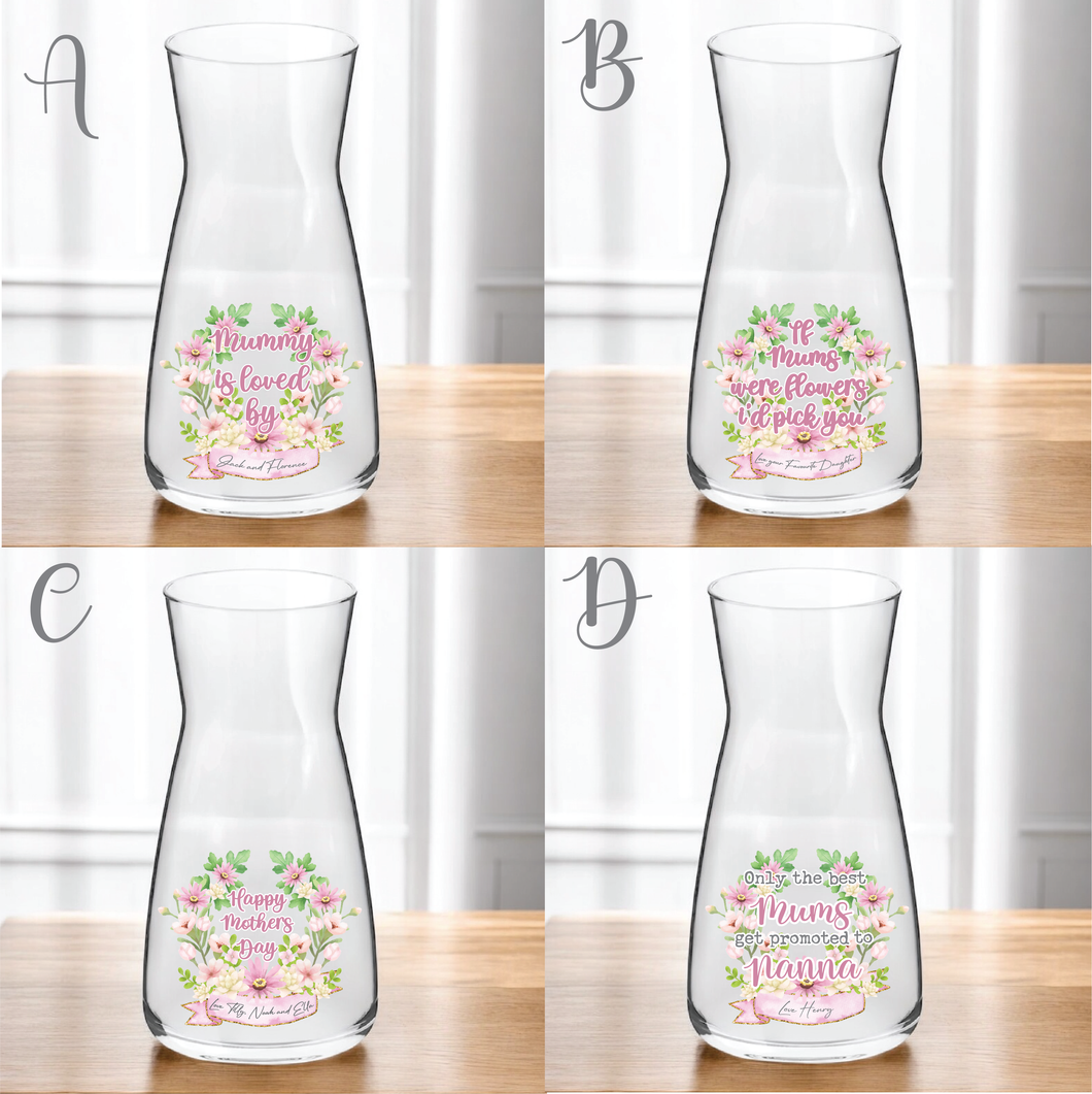 UV974 - UVDTF Decal for Vase - 4 designs Floral Flower Mothers Day Personalised - Olifantjie - Wooden - MDF - Lasercut - Blank - Craft - Kit - Mixed Media - UK