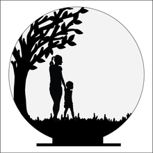 OL4940 - MDF Silhouette People Family - 2 People Themed Circle - Freestanding or Hanging/no holes - Acrylic white, or clear or MDF Circle - Olifantjie - Wooden - MDF - Lasercut - Blank - Craft - Kit - Mixed Media - UK