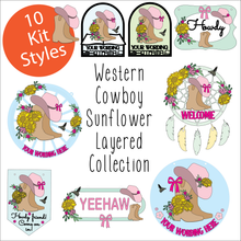 OL6104 - MDF Western Cowboy Sunflower Layered Collection - choose one product - Olifantjie - Wooden - MDF - Lasercut - Blank - Craft - Kit - Mixed Media - UK