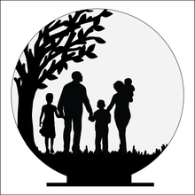 OL4942 - MDF Silhouette People Family - 4 or more People Themed Circle - Freestanding or Hanging/no holes - Acrylic white, or clear or MDF Circle - Olifantjie - Wooden - MDF - Lasercut - Blank - Craft - Kit - Mixed Media - UK