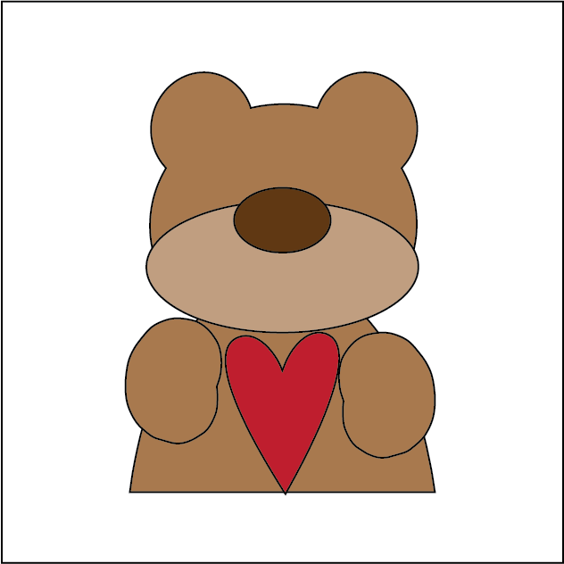 NO349 - MDF Magnet Size 8cm Bear love valentine - Olifantjie - Wooden - MDF - Lasercut - Blank - Craft - Kit - Mixed Media - UK