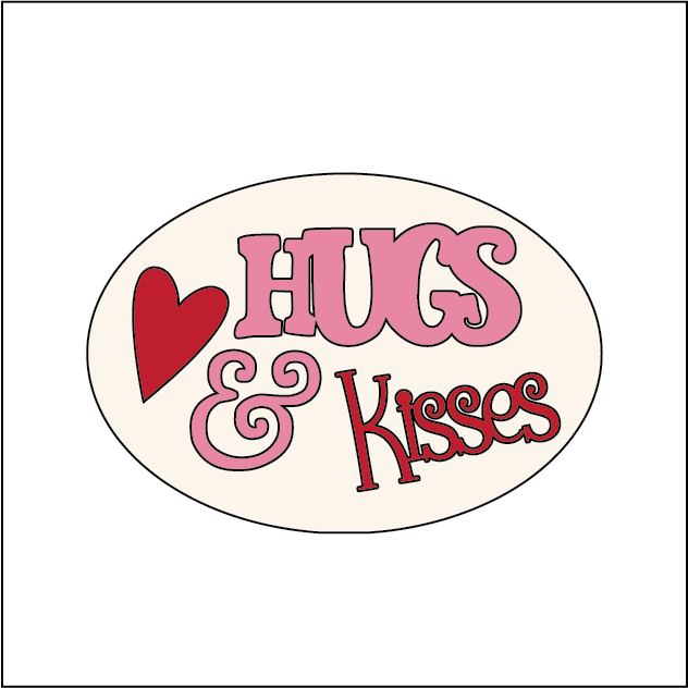 NO351 - MDF Magnet Size 8cm Hugs & Kisses - Olifantjie - Wooden - MDF - Lasercut - Blank - Craft - Kit - Mixed Media - UK