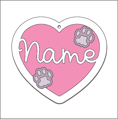 HB041 - MDF Hanging Heart - Pet Paw Print Themed with Choice of Wording - 2 Fonts - 2 Cat Paws - Olifantjie - Wooden - MDF - Lasercut - Blank - Craft - Kit - Mixed Media - UK
