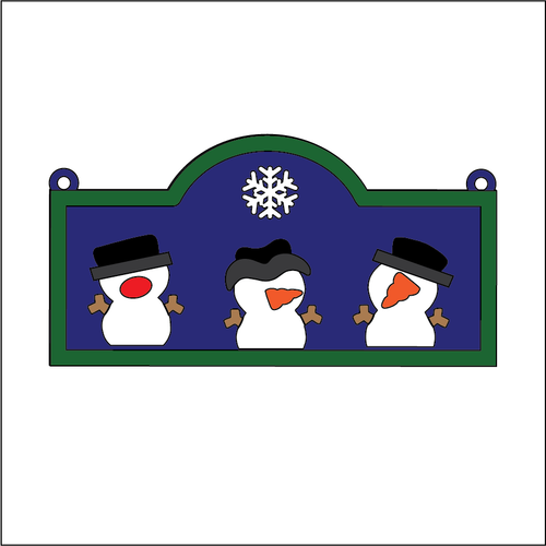 NO334 - MDF 2 Sizes - Snowman Trio Hanging Sign - Olifantjie - Wooden - MDF - Lasercut - Blank - Craft - Kit - Mixed Media - UK