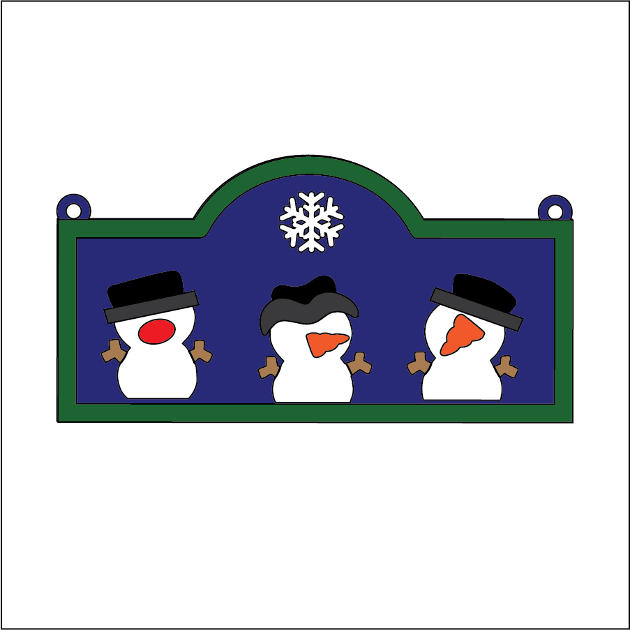 NO334 - MDF 2 Sizes - Snowman Trio Hanging Sign - Olifantjie - Wooden - MDF - Lasercut - Blank - Craft - Kit - Mixed Media - UK