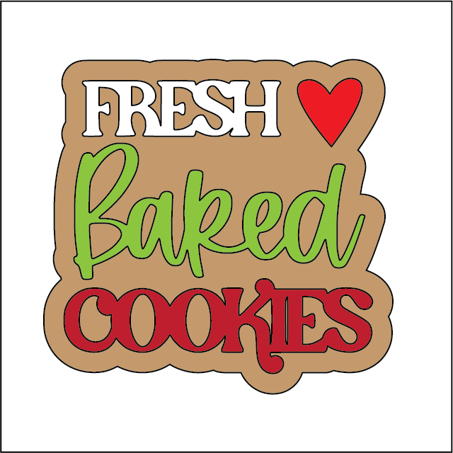 NO335 - MDF Magnet Size 8cm 'Fresh Baked Cookies' - Olifantjie - Wooden - MDF - Lasercut - Blank - Craft - Kit - Mixed Media - UK