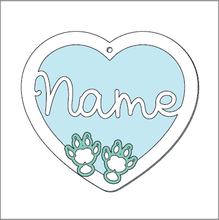 HB045 - MDF Hanging Heart - Pet Paw Print Themed with Choice of Wording - 2 Fonts - 2 Guinea Pig Paws - Olifantjie - Wooden - MDF - Lasercut - Blank - Craft - Kit - Mixed Media - UK